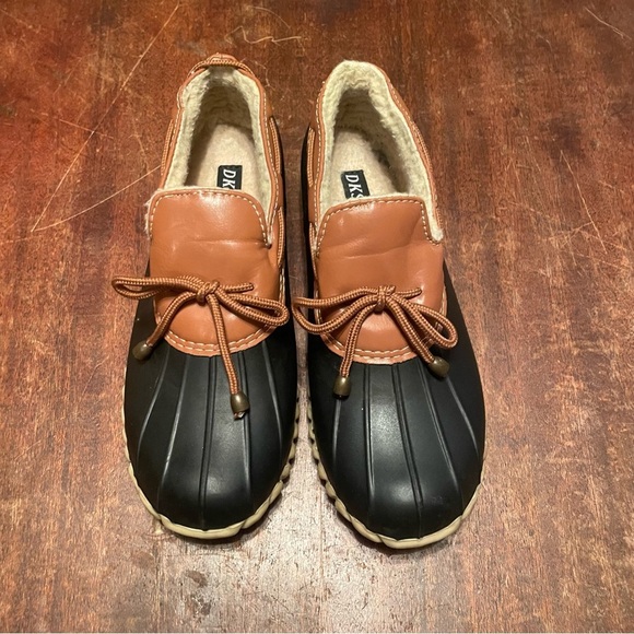 DKSUKO rubber ankle boots slip on black & tan size 7 - Picture 3 of 5